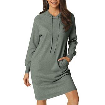 Womens' Casual Pullover Sweatshirt Long Sleeve Hoodie Dress With Pockets