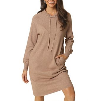 Womens' Casual Pullover Sweatshirt Long Sleeve Hoodie Dress With Pockets