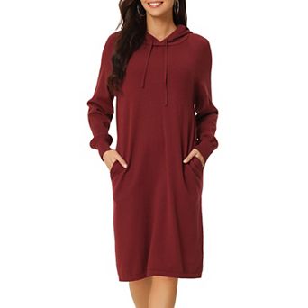 Womens' Casual Pullover Sweatshirt Long Sleeve Hoodie Dress With Pockets