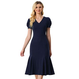 V-neck Dress For Women's Puffy Sleeve Elegant Mermaid Dress Maxi Dress
