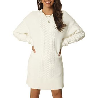 Womens' Textured Long Sleeve Above Knee Casual Sweater Dress
