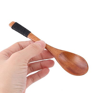 Kitchen Cooking Wood Salt Candy Peper Holder Spoon Brown 6" Length 3pcs