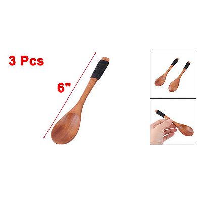 Kitchen Cooking Wood Salt Candy Peper Holder Spoon Brown 6" Length 3pcs