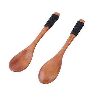 Kitchen Cooking Wood Salt Candy Peper Holder Spoon Brown 6" Length 3pcs