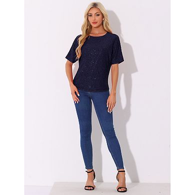 Women's Round Neck Short Sleeve Party Clubwear Blouses