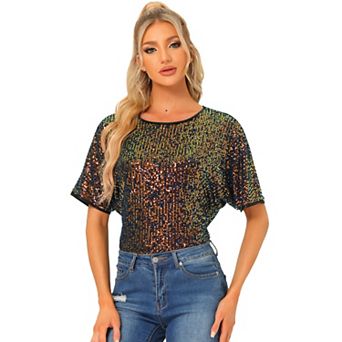Women's Round Neck Short Sleeve Party Clubwear Blouses