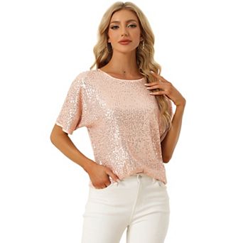 Women's Round Neck Short Sleeve Party Clubwear Blouses
