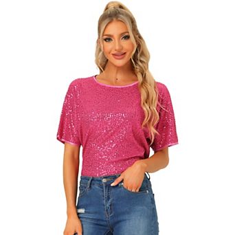Women's Round Neck Short Sleeve Party Clubwear Blouses