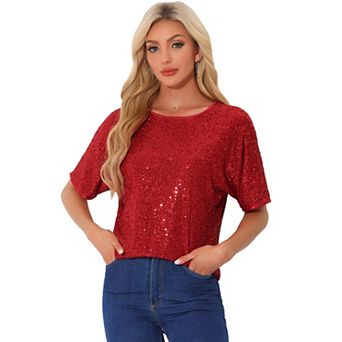 Women's Round Neck Short Sleeve Party Clubwear Blouses