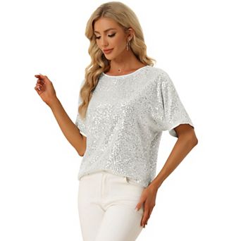 Women's Round Neck Short Sleeve Party Clubwear Blouses