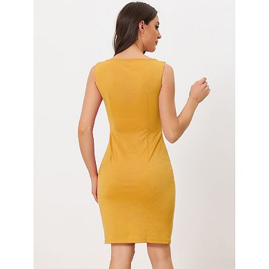 Sleeveless Sheath Dress Women's Boat Neck Casual Office Dresses