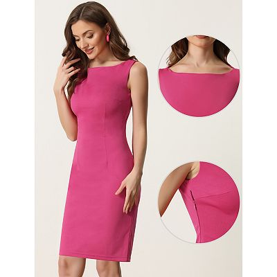 Sleeveless Sheath Dress Women s Boat Neck Casual Office Dresses