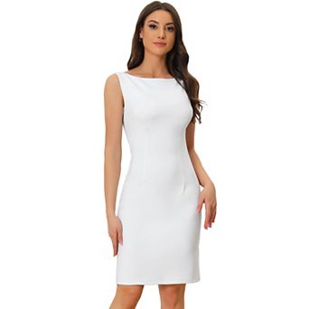 Sleeveless Sheath Dress Women's Boat Neck Casual Office Dresses