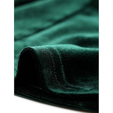 Women's Velvet Long Sleeves Square Neck Cropped Blouse