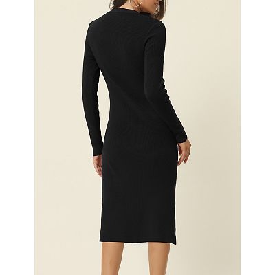 Women's Square Neck Long Sleeve Slim Fit Ribbed Knit Bodycon