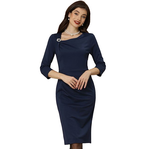 Work Dresses for Women's Irregular Neck Sheath Pencil Dress