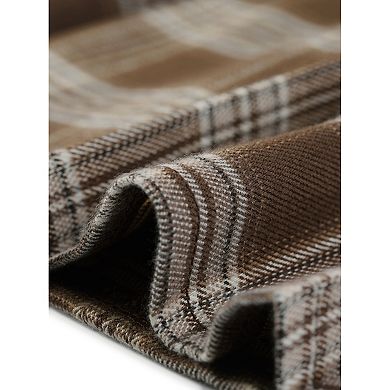 Vintage Plaid Skirt for Women's Double Breasted A-Line Pleated Mini Skirts