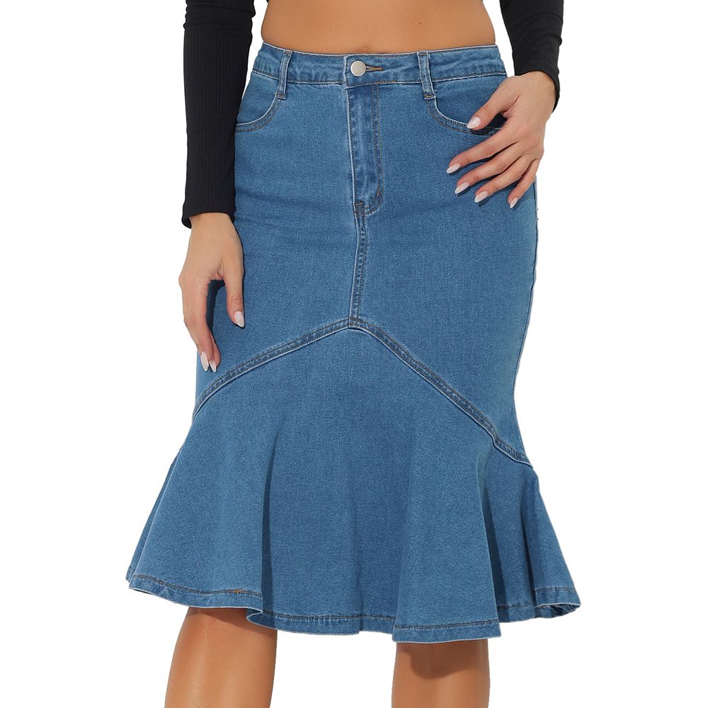 Denim Skirt Saia Jeans E All Star Fishtail Denim Skirt For Women's