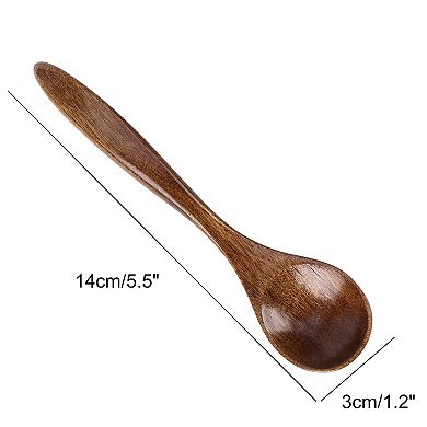 Wooden Spoons 6 Pcs Natural Grain Soup Spoon Salt Sugar Dining Spoons 5.5" Brown