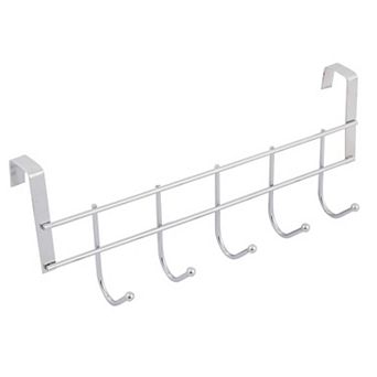Household Bathroom Metal 5 Hooks Towel Clothing Belt Hanger Hook Silver Tone