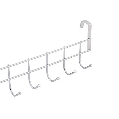 Household Bathroom Metal 5 Hooks Towel Clothing Belt Hanger Hook Silver Tone