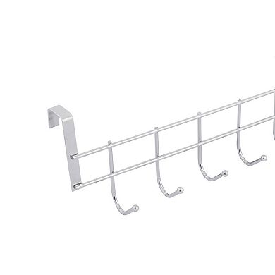 Household Bathroom Metal 5 Hooks Towel Clothing Belt Hanger Hook Silver Tone