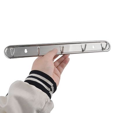 Bedroom Washroom Wall Mounted 5 Hooks Towel Hat Coat Hanger Holder Rack 2PCS