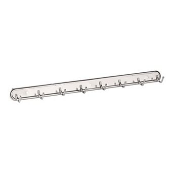 Wall Mounted 8 Hooks Coat Towel Rack Hanger Silver Tone w Screw Fittings