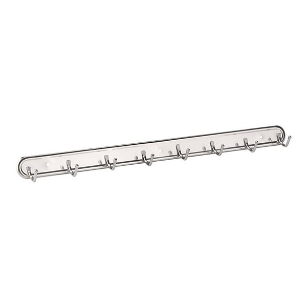Wall Mounted 8 Hooks Coat Towel Rack Hanger Silver Tone w Screw Fittings