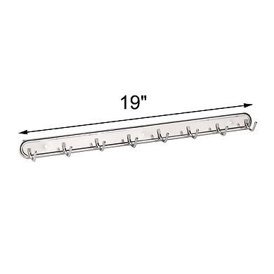 Wall Mounted 8 Hooks Coat Towel Rack Hanger Silver Tone w Screw Fittings