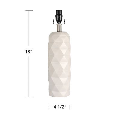 White Ceramic Geometric Column Accent Lamp Base