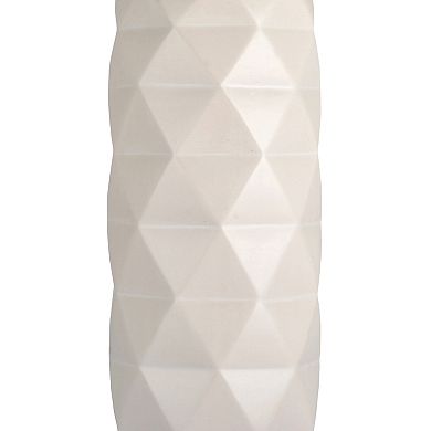 White Ceramic Geometric Column Accent Lamp Base