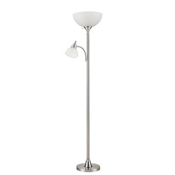 Silver Tone Floor Lamp with Reading Light