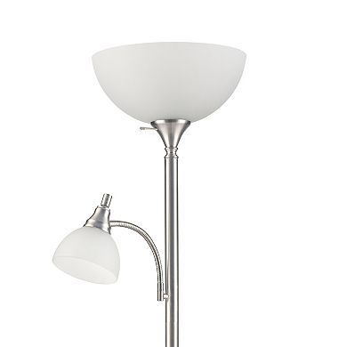 Silver Tone Floor Lamp with Reading Light