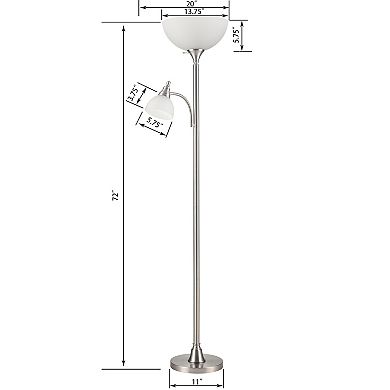 Silver Tone Floor Lamp with Reading Light