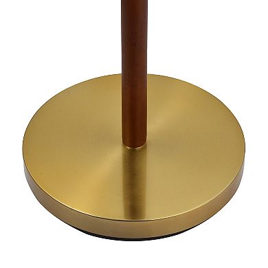 Walnut and Brass Modern Stick Floor Lamp