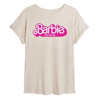 Juniors' Barbie The Movie Logo Oversized Tee Graphic Tee