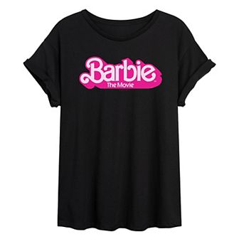 Juniors' Barbie The Movie Logo Oversized Tee Graphic Tee
