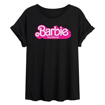 Juniors' Barbie The Movie Logo Oversized Tee Graphic Tee