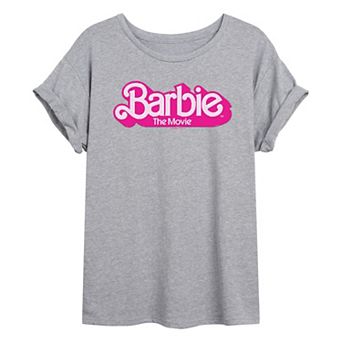 Juniors' Barbie The Movie Logo Oversized Tee Graphic Tee
