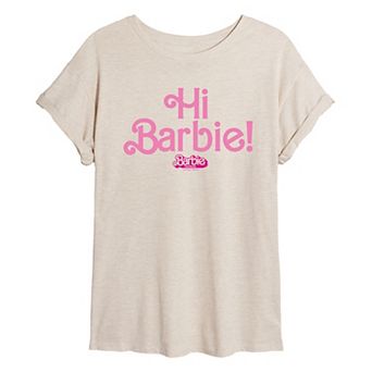 Juniors' Barbie The Movie Hi Barbie Graphic Tee