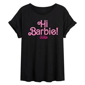 Juniors' Barbie The Movie Hi Barbie Graphic Tee