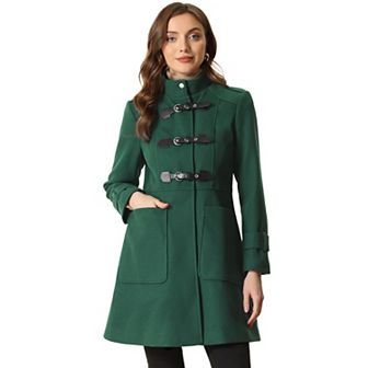 Stand Collar Coat for Women's Single Breasted Vintage Winter Outwear Coats