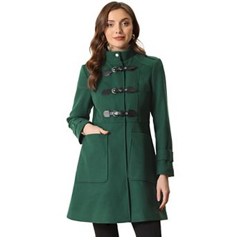 Stand Collar Coat for Women's Single Breasted Vintage Winter Outwear Coats