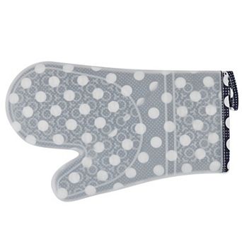 Kitchen Utensils Silicone Pattern Heat Resistant Oven Mitt Glove White