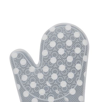 Kitchen Utensils Silicone Pattern Heat Resistant Oven Mitt Glove White