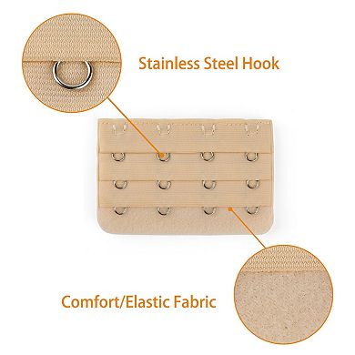 Bra Extensions Elastic Bra Extenders 3 Rows 4 Hooks, 10 Pcs