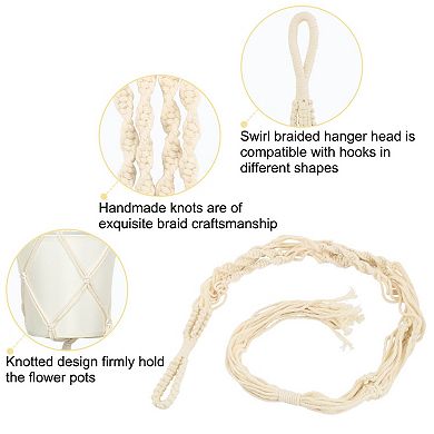 Macrame Plant Hanger Holder Garden Wall-mounted Rope Hanging 39.4 Inch Length