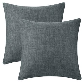 Linen Solid Color Contemporary Indoor Outdoor Decorative Throw Pillow Cover 2 Pack 16"x16"