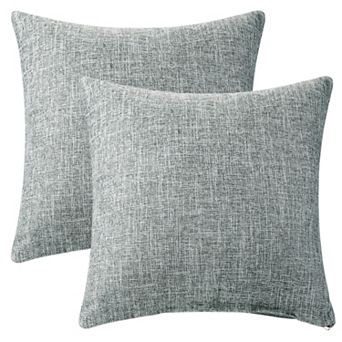 Linen Solid Color Contemporary Indoor Outdoor Decorative Throw Pillow Cover 2 Pack 16"x16"